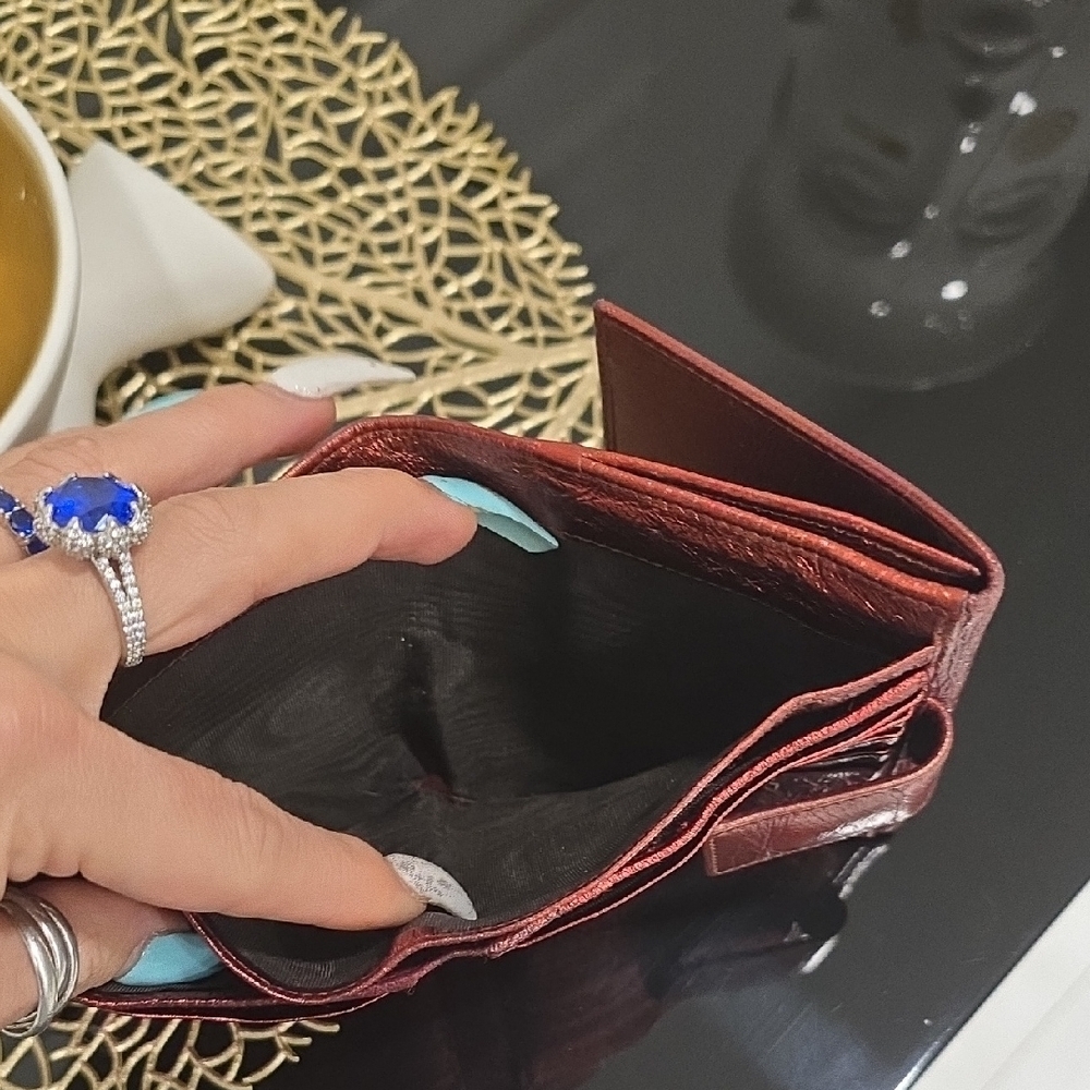 Yves Saint Laurent Shimmering Copper Wallet RARE VINTAGE - Picture 10 of 16